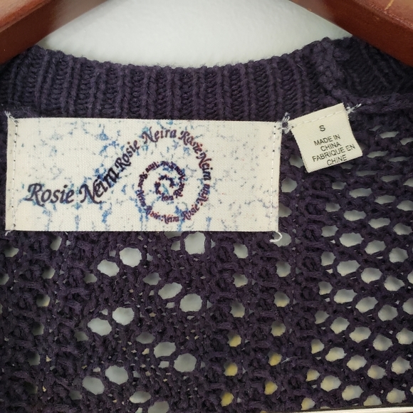 Rosie Neira Navy Nansen Pointelle Open Cardigan S - Picture 6 of 8